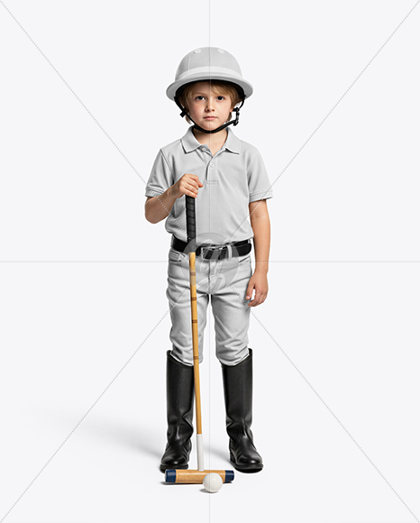Boy Wearing Full Polo Kit Mockup