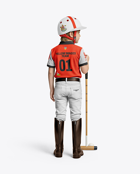 Boy Wearing Full Polo Kit Mockup