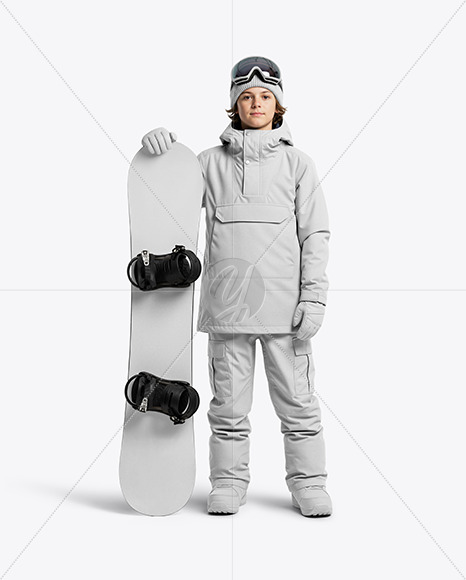 Boy Wearing Full Snowboard Kit Mockup
