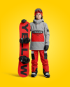 Boy Wearing Full Snowboard Kit Mockup