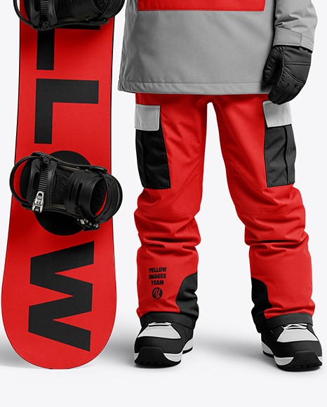 Boy Wearing Full Snowboard Kit Mockup