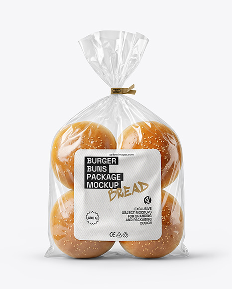 Burger Buns Package Mockup - Bag mockup