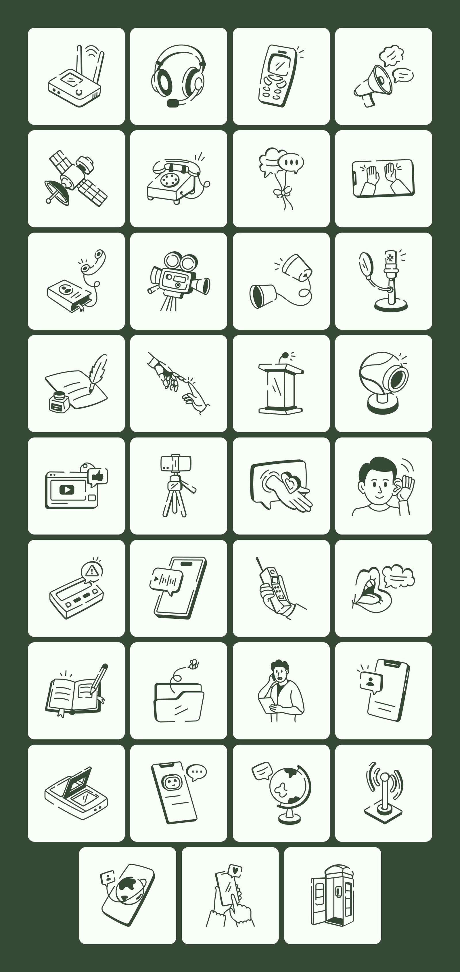 Communication Doodle Icon Set