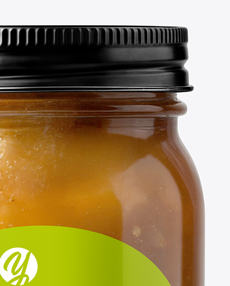 Clear Glass Jar with Apple Butter Mockup