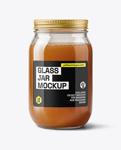 Glass Jar with Beef Bone Broth Mockup