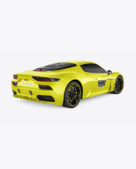 Sport Car Mockup - Back Half Side View - Vehicle wrap mockup