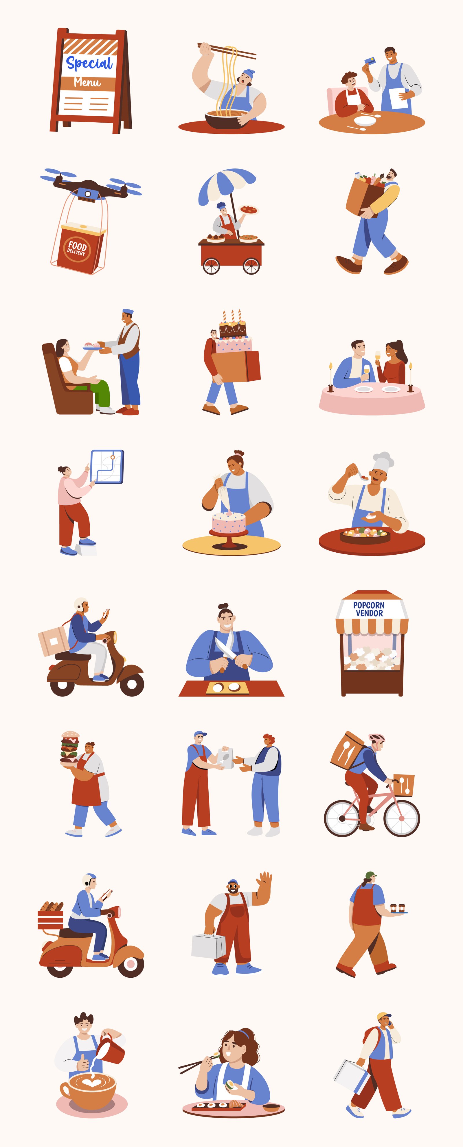 Food and Delivery Illustration