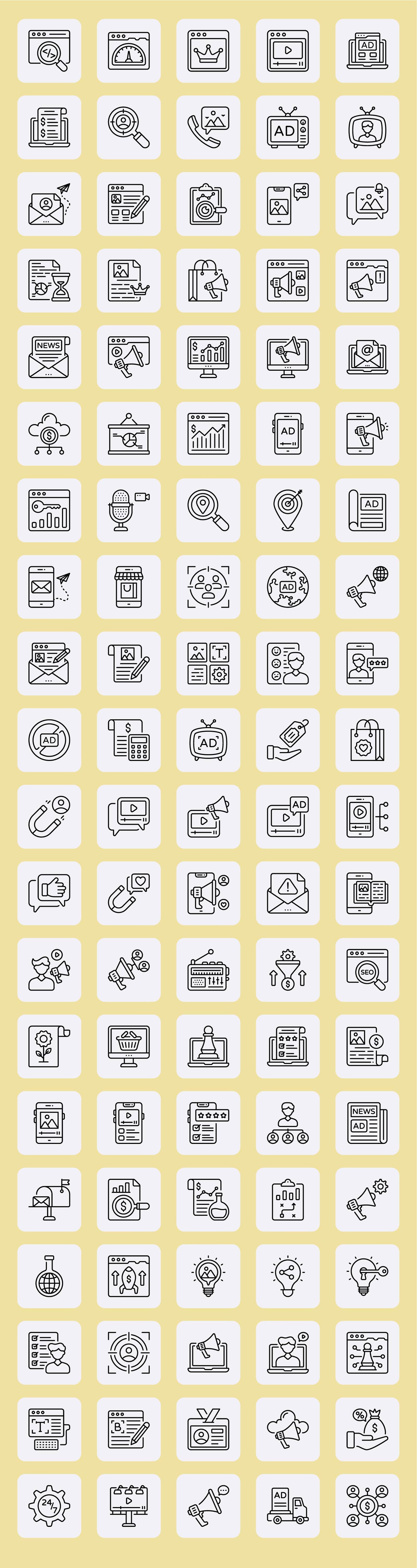 Digital Marketing Outline icon Set