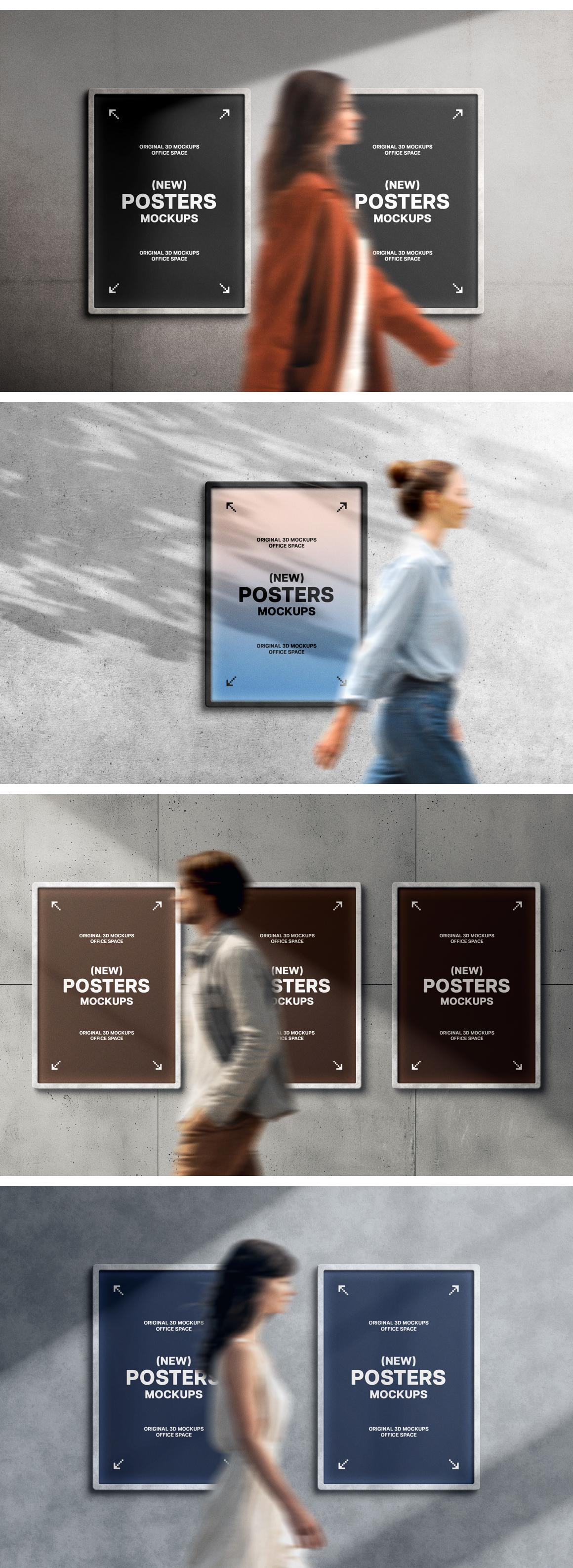 Сoncrete Wall Poster Mockups