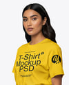 Woman Wearing T-Shirt with Fanny Pack Mockup