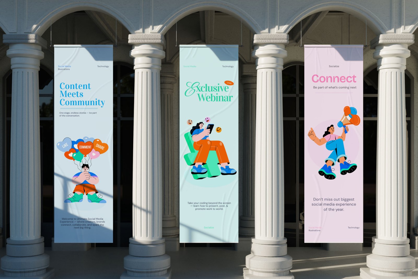 Social Media Illustration Art Set