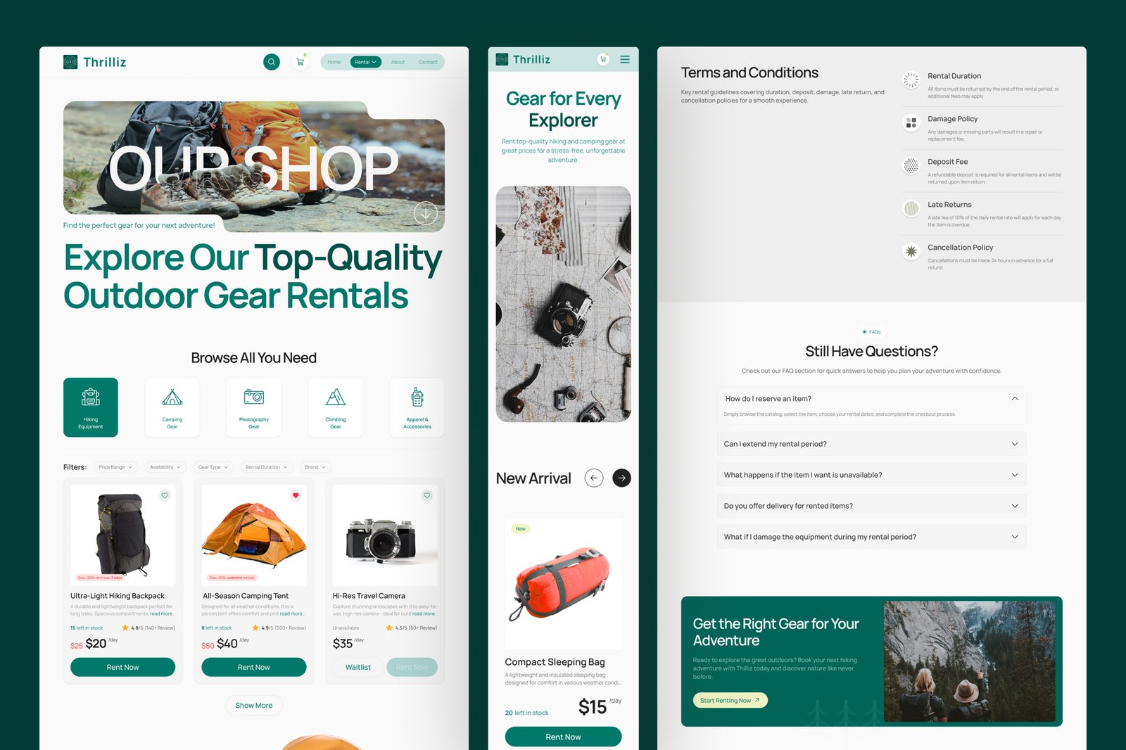 Thrilliz - Hiking &amp; Outdoor Activities Website UI Figma Template
