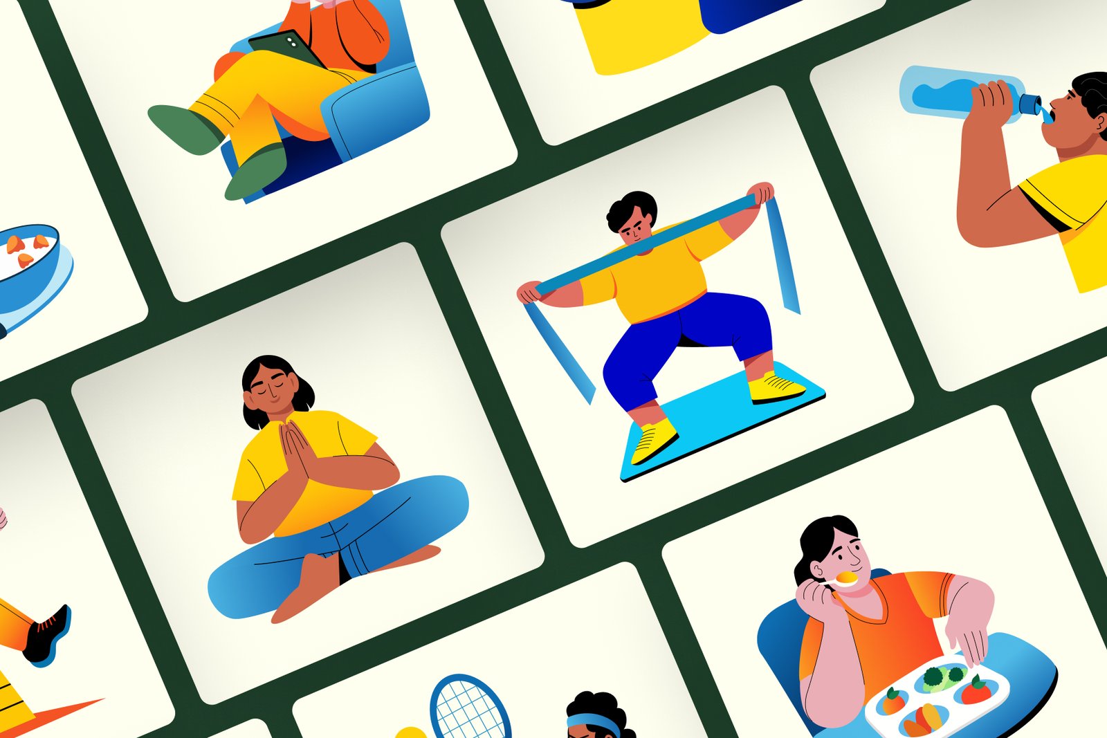 Fitness and Health Illustration Art Set