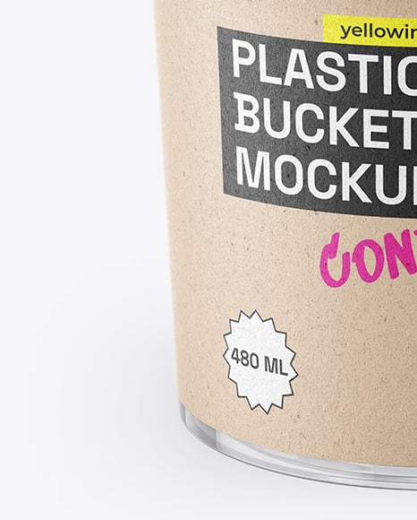 Clear Plastic Bucket with Handle Mockup