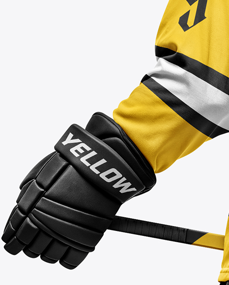Man Wearing Full Ice Hockey Kit Mockup - Back view