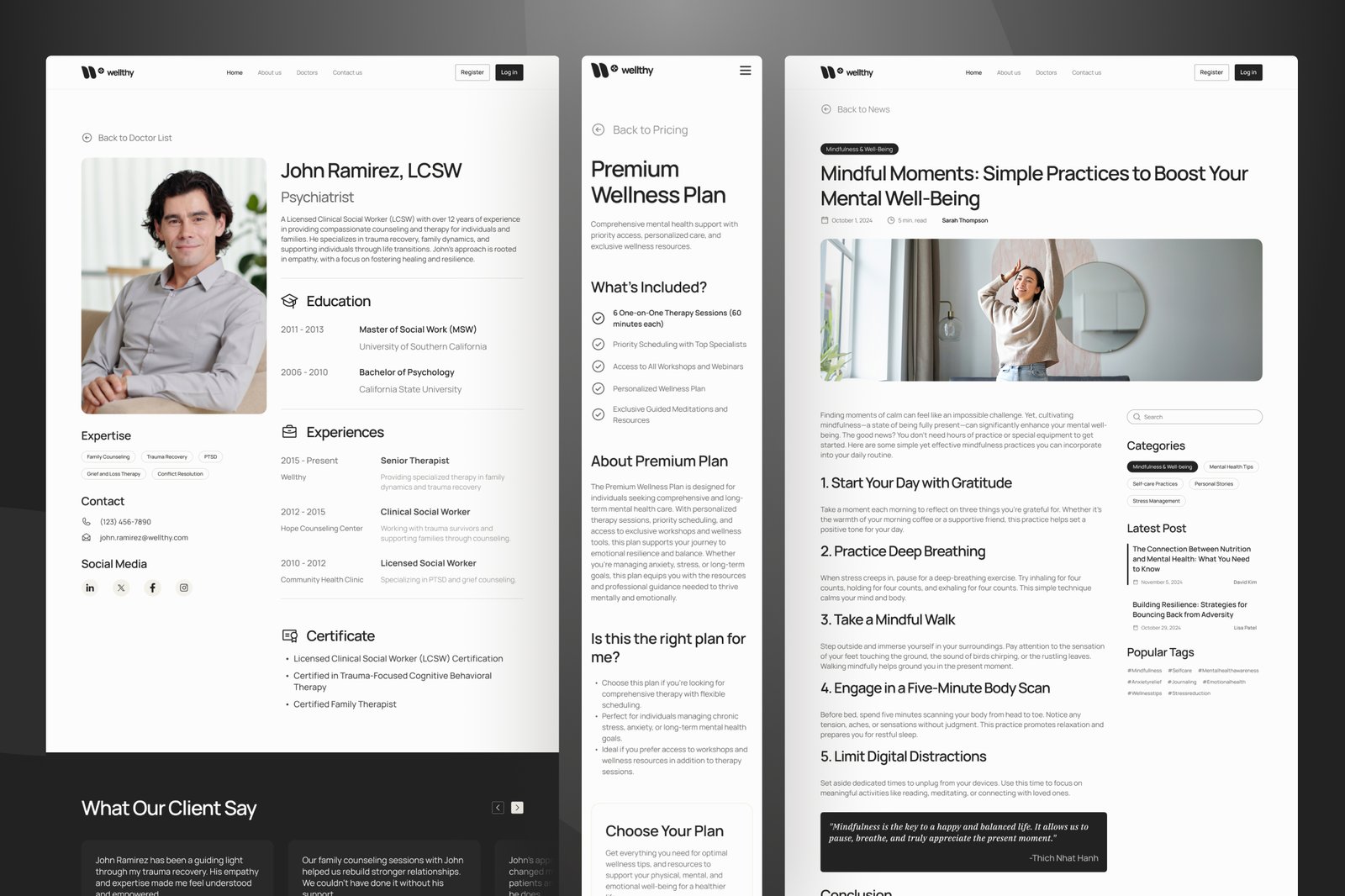 Wellthy - Mental Health Website