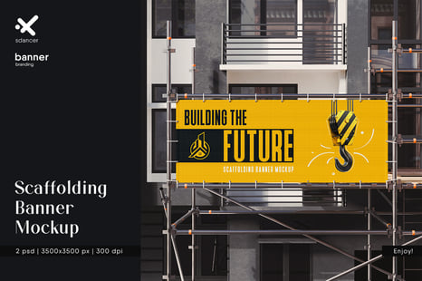 Advertising Scaffolding Banner Mockup - Product Mockups