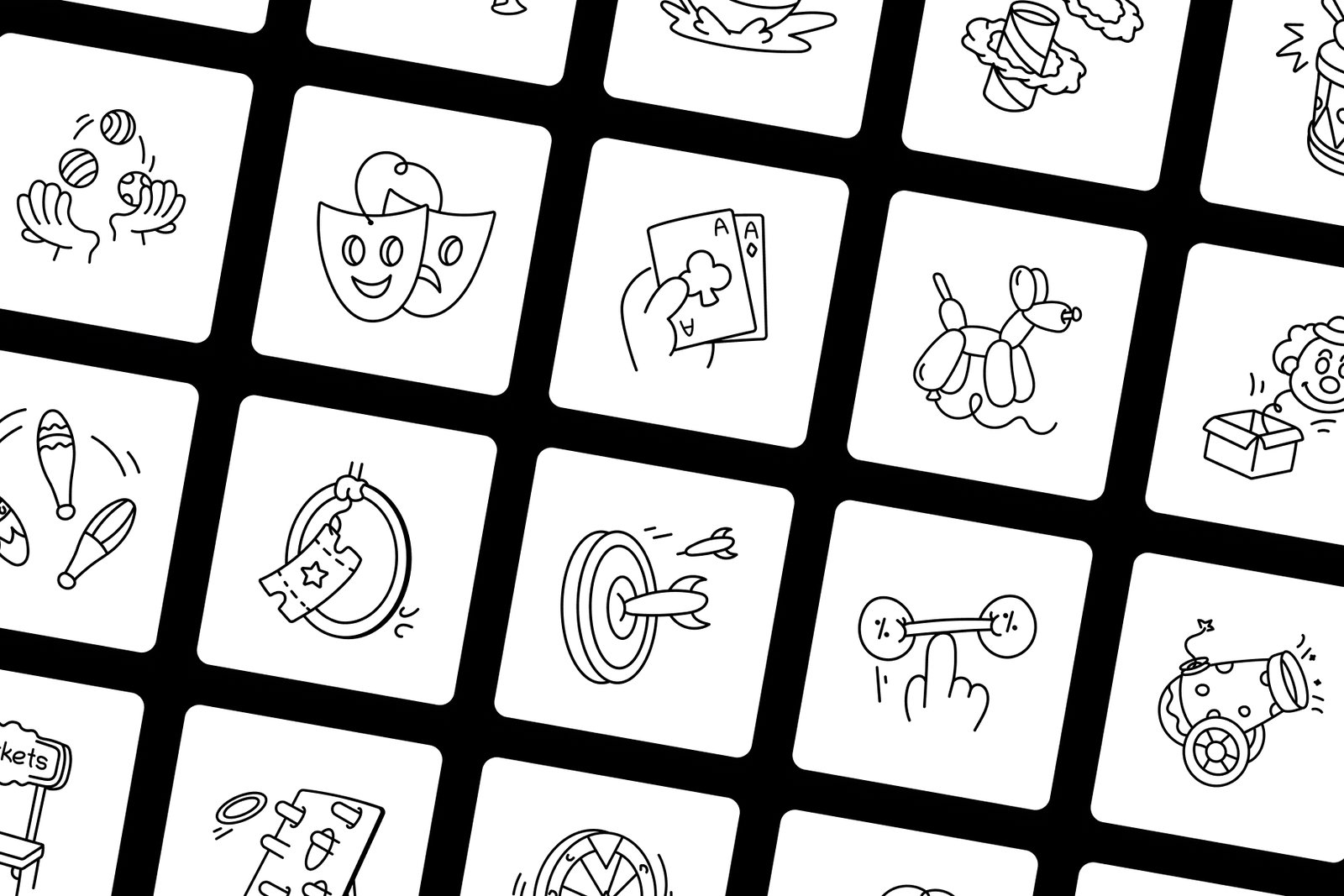 Circus And Carnival Doodle Icons