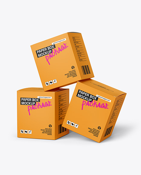 Three Paper Boxes Mockup