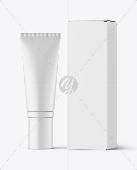 Matte Cosmetic Tube with Box Mockup
