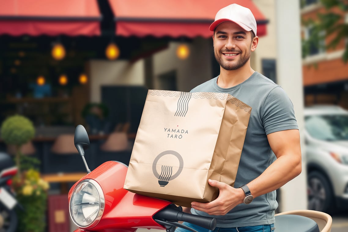 Restaurant Delivery Paper Bag Mockup