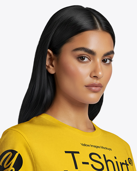 Woman Wearing T-Shirt with Fanny Pack Mockup