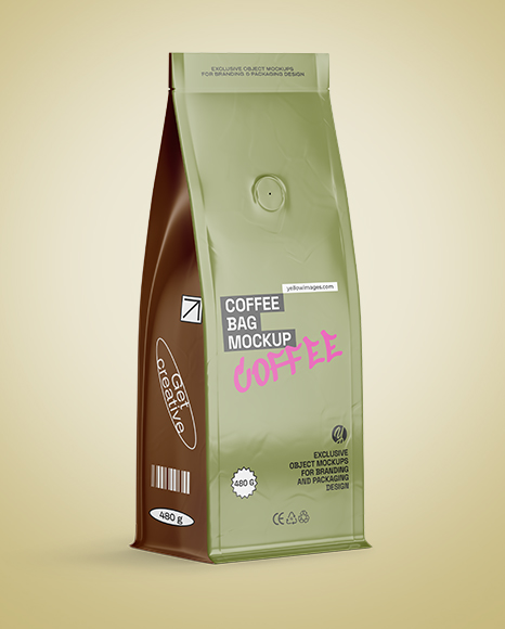 Matte Coffee Bag Mockup - Half Side view
