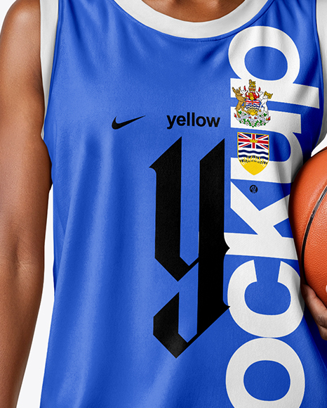 Female Basketball Player Wearing Jersey and Shorts Mockup