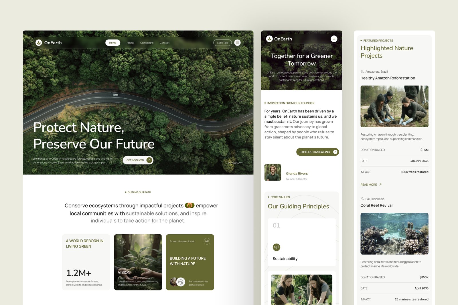 OnEarth - Nature Conservation Website UI Figma Template
