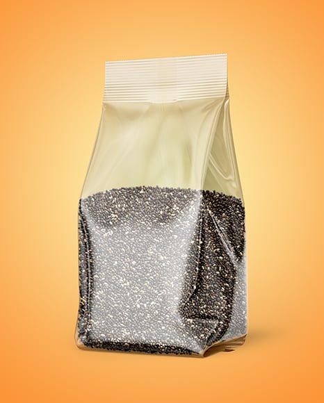 Transparent Package with Chia Seeds Mockup
