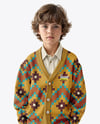 Young Boy Wearing Cardigan and Shirt Mockup