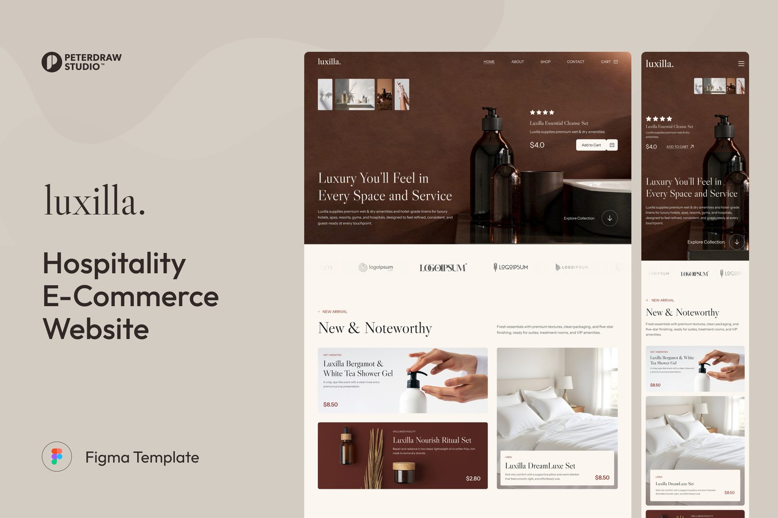 Luxilla - Hospitality E-Commerce Website UI Figma Template