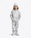 Boy Wearing a Hoodie and Beanie Hat Mockup