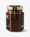 Glass Hexagonal Jar with Chocolate Fudge Sauce Mockup