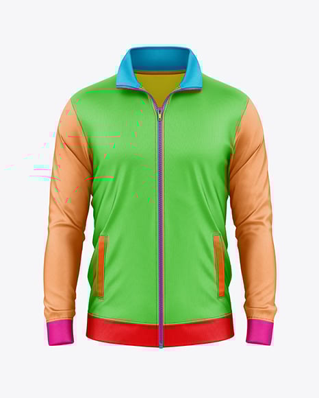 Long Sleeve Track Jacket Mockup - Front View