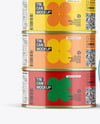 Five Glossy Tin Cans Mockup