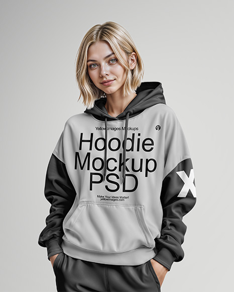 A Woman in a Hoodie Mockup