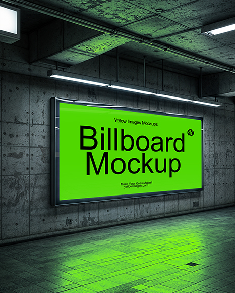 Billboard in Subway Station Mockup - Billboard mockup