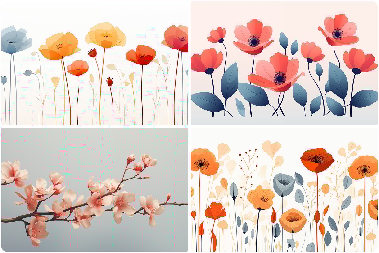 120 Flowers Poster Illustration Backgrounds