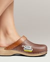 Pair of Clogs on Woman's Legs with Dress Mockup