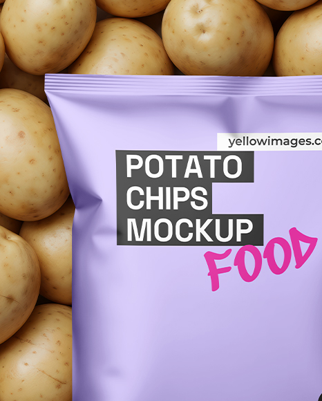 Metallic Chips Pack on Patatoes Mockup