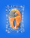Clear Plastic Flow-Pack with Salmon Fish Steak Mockup