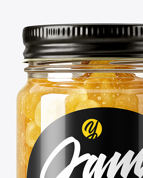 Glass Jar with White Grape Jam Mockup