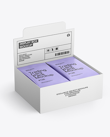 Box with Matte Trading Card Packs Mockup