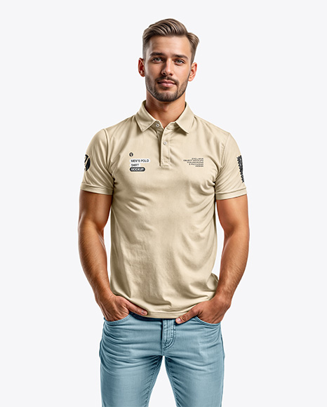 Man in a Polo Shirt and Jeans Mockup - Mens+Polo+Mockup+FrontView+Download+Mens+Polo+Mockup+...