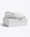 Pair of Women's Espadrilles with Shoe Box Mockup