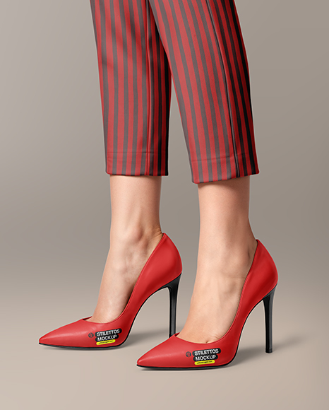 Pair of Stilettos on Woman's Legs Mockup