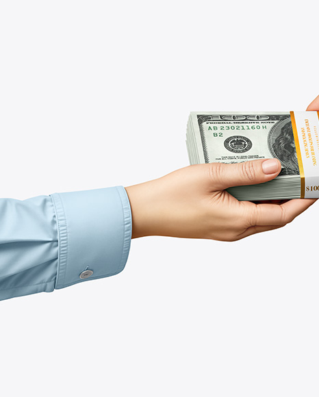 Money Stack in Hands Mockup