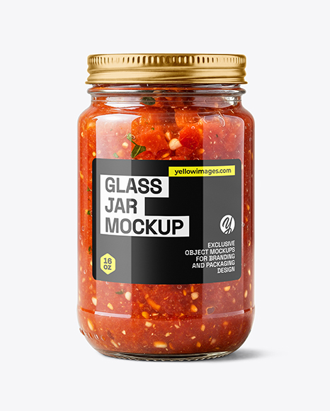 Clear Glass Jar with Tomato Bruschetta Mockup - Tomato paste mockup