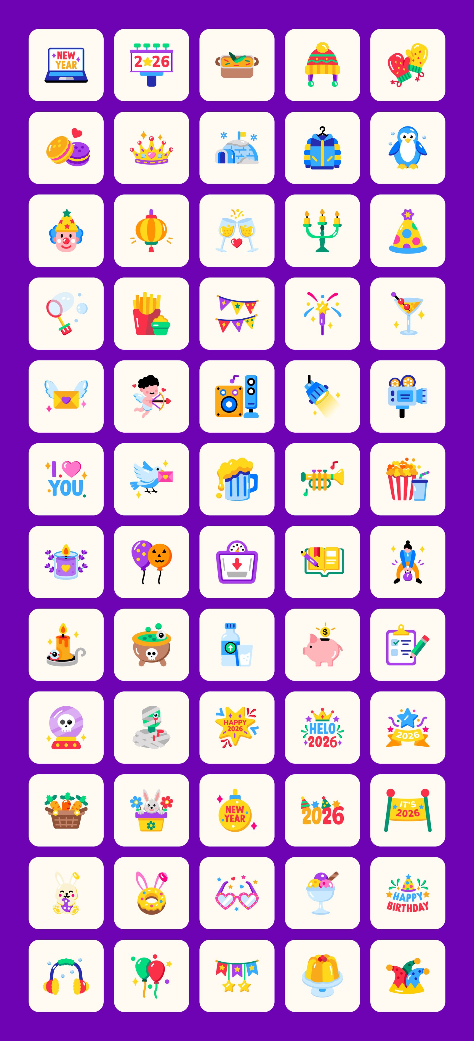 Joyful Holiday Icon Set